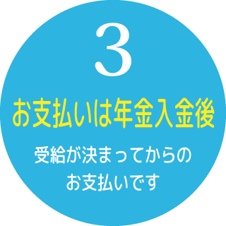 3.お支払いは年金入金後:受給が決まってからのお支払いです